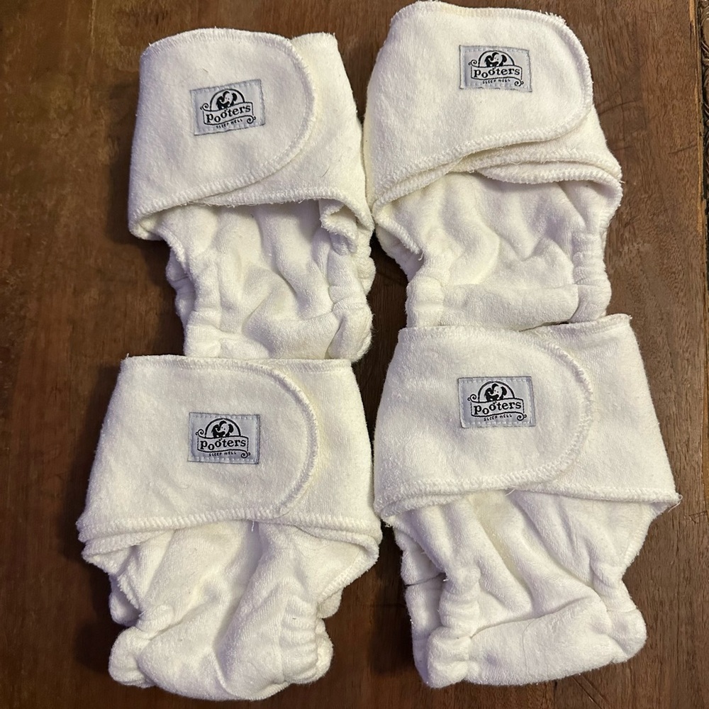 4 Pooters Sleep Well snapless fitted Cloth Diapers size 1 6-15lbs